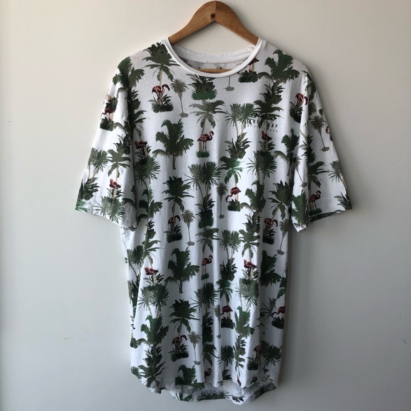 Jack & Jones flamingo/palm tree Crew Neck T shirt - Picture 1 of 4